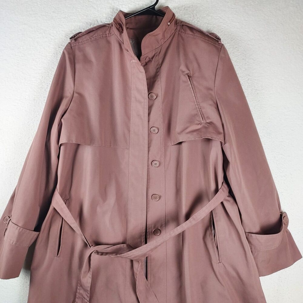 A.M. Creations Women’s Mauve Trench Coat Size 15/16 Made in Korea Belted - Picture 4 of 10